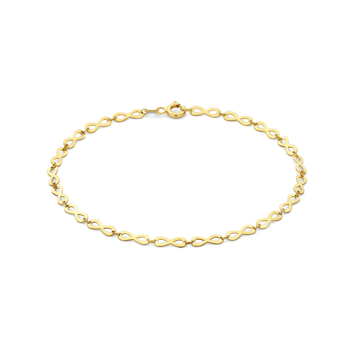 Bracciale da donna in oro giallo 14k con maglie a infinito.