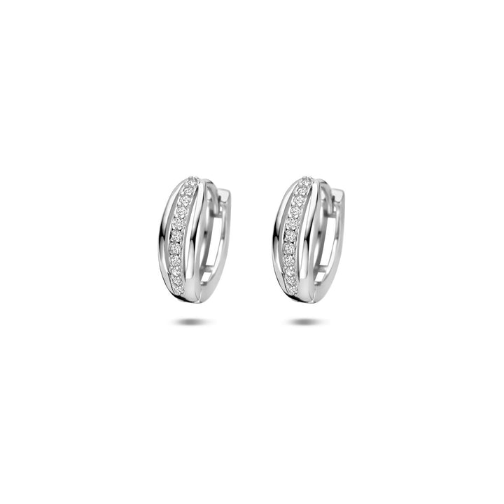 Zilveren klapoorringen met zirkonia – gerhodineerd 925 zilver