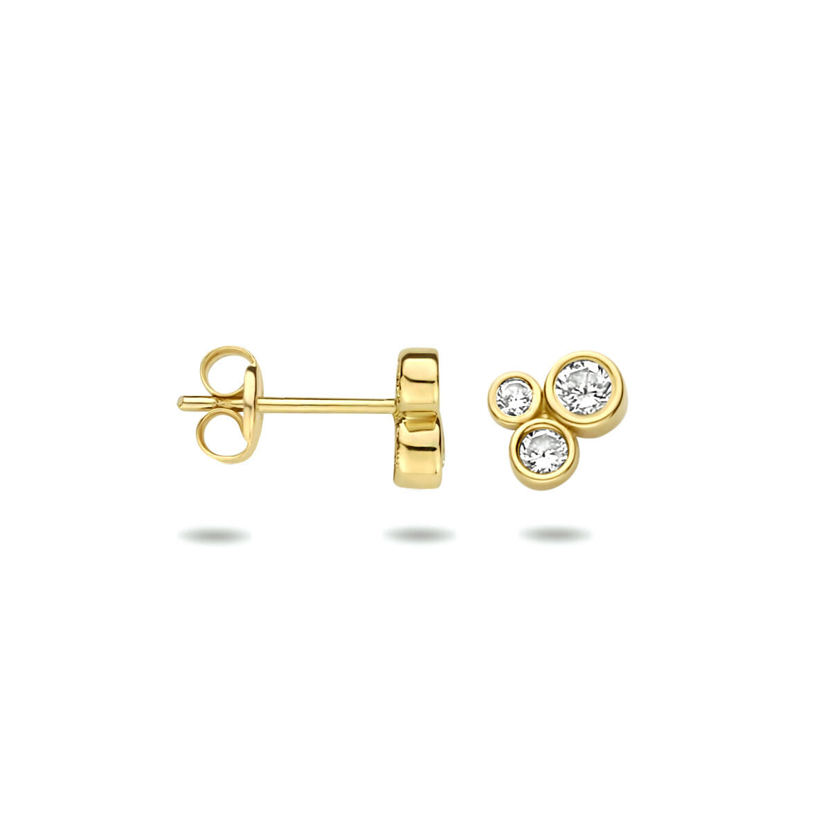 orecchini a bottone zirconia oro giallo 14K