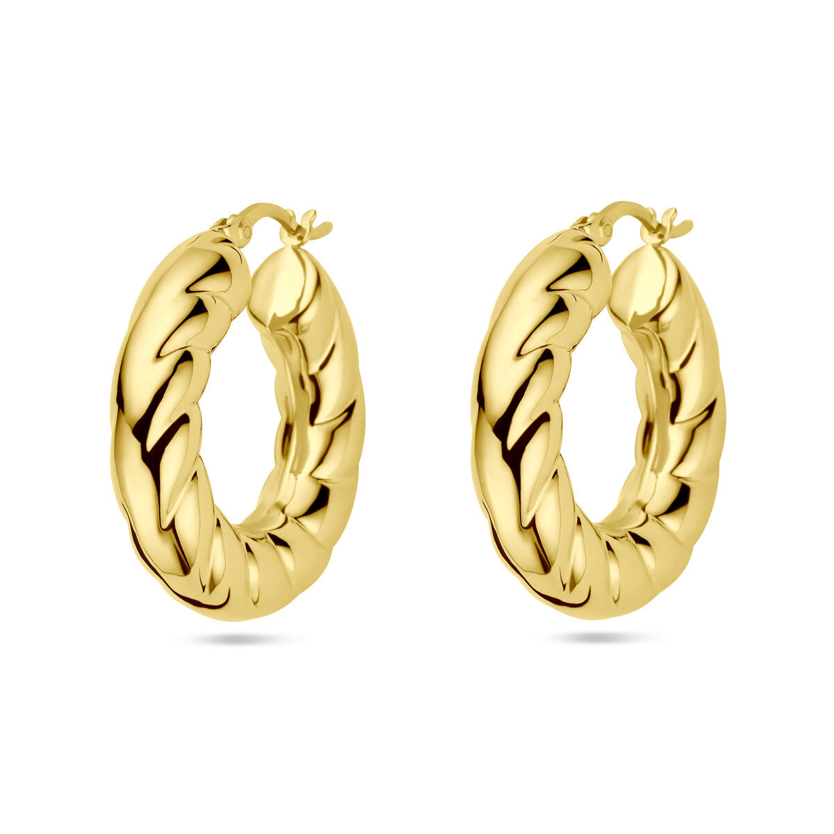 Orecchini in argento placcato oro giallo con motivo intrecciato.