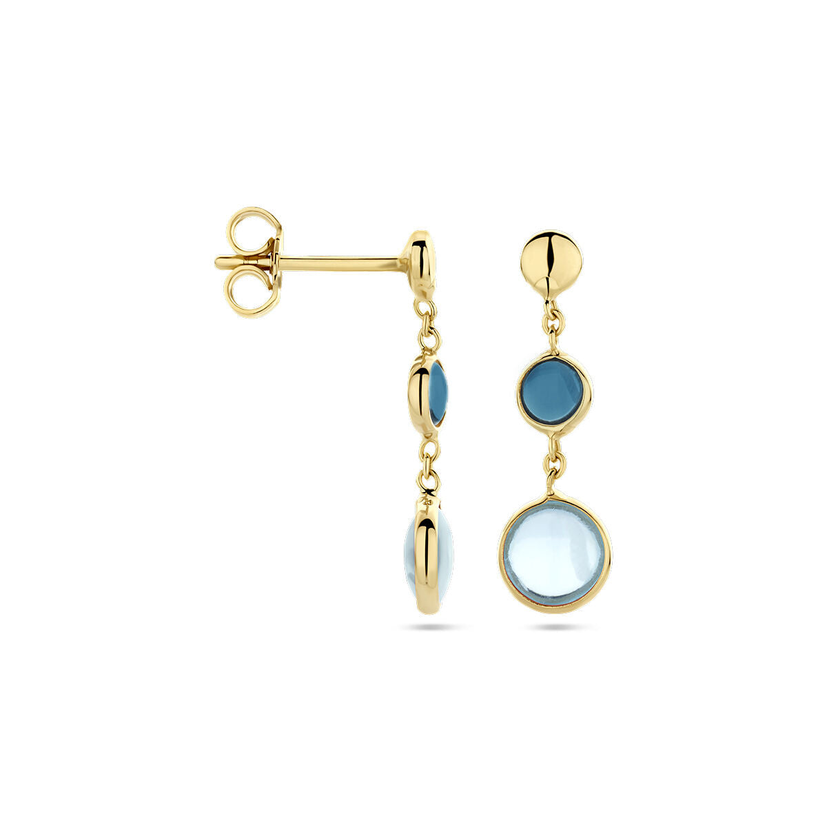 orecchini pendenti topazio blu e topazio london blue 14K oro giallo
