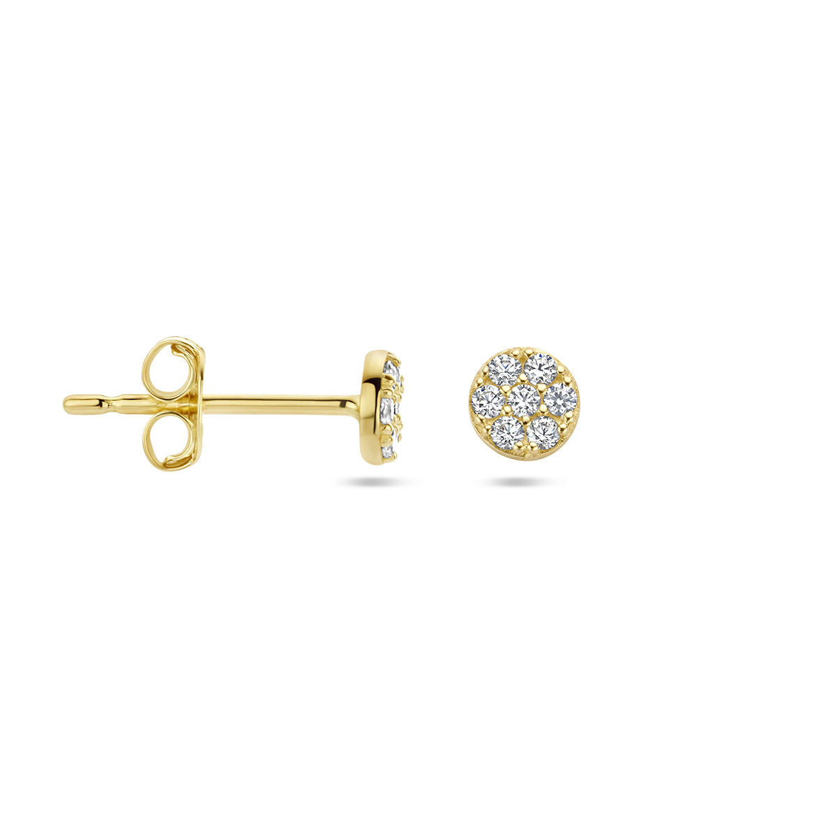 Orecchini a bottone zircone oro giallo 14K