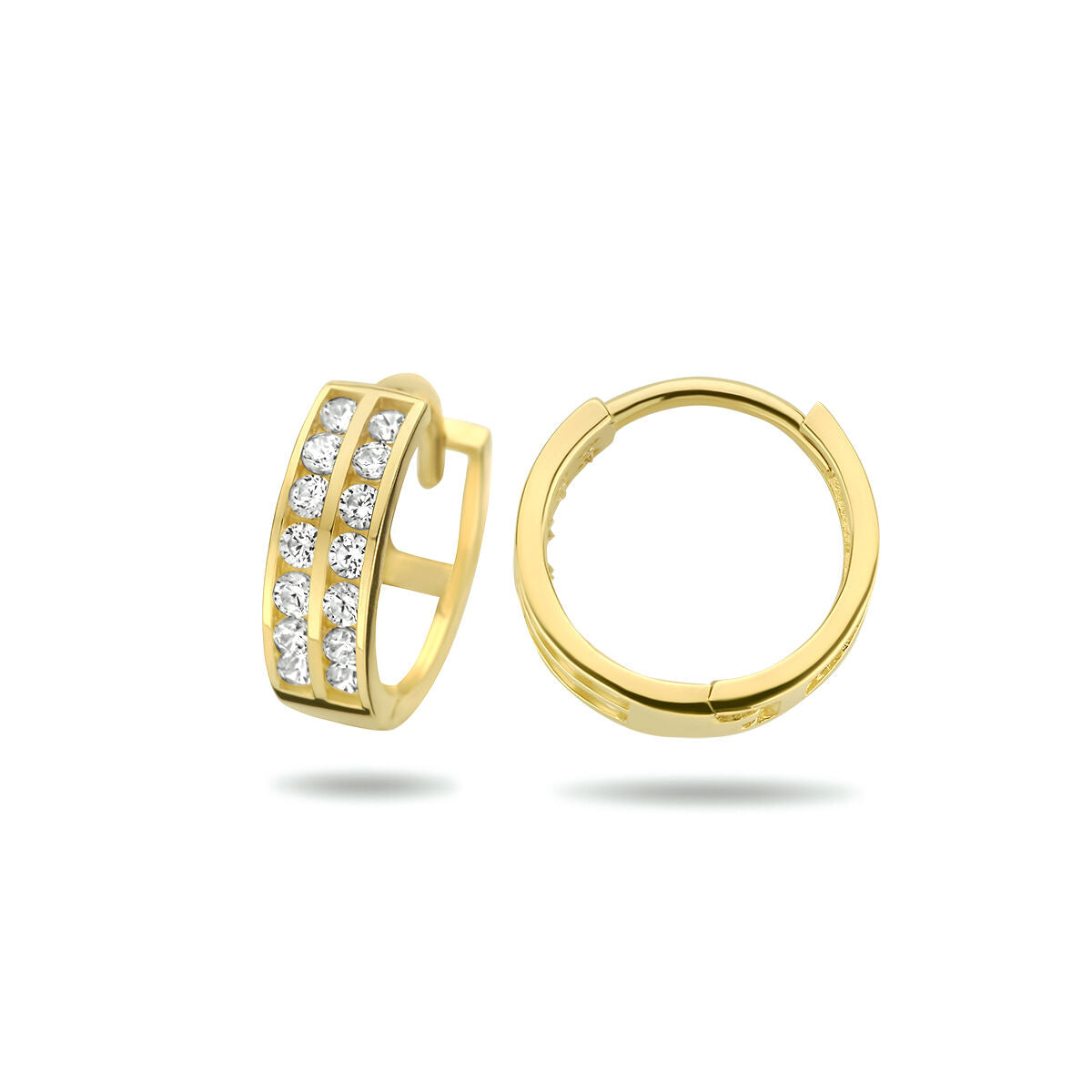 orecchini a cerchio a scatto zirconia 11,5 mm 9 carati