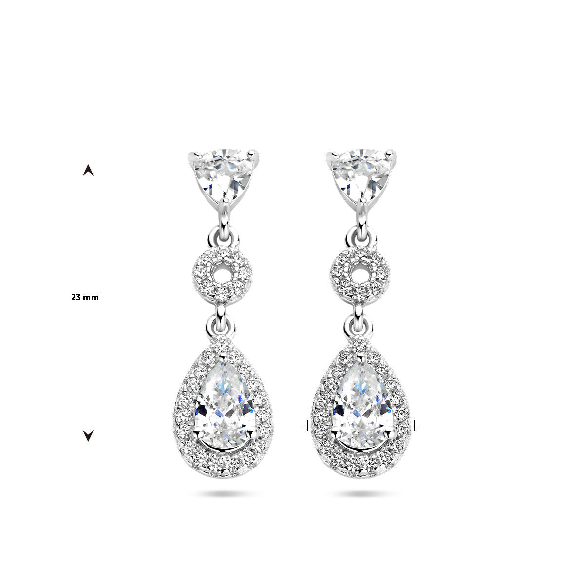 orecchini pendenti zirconia halo argento rodiato