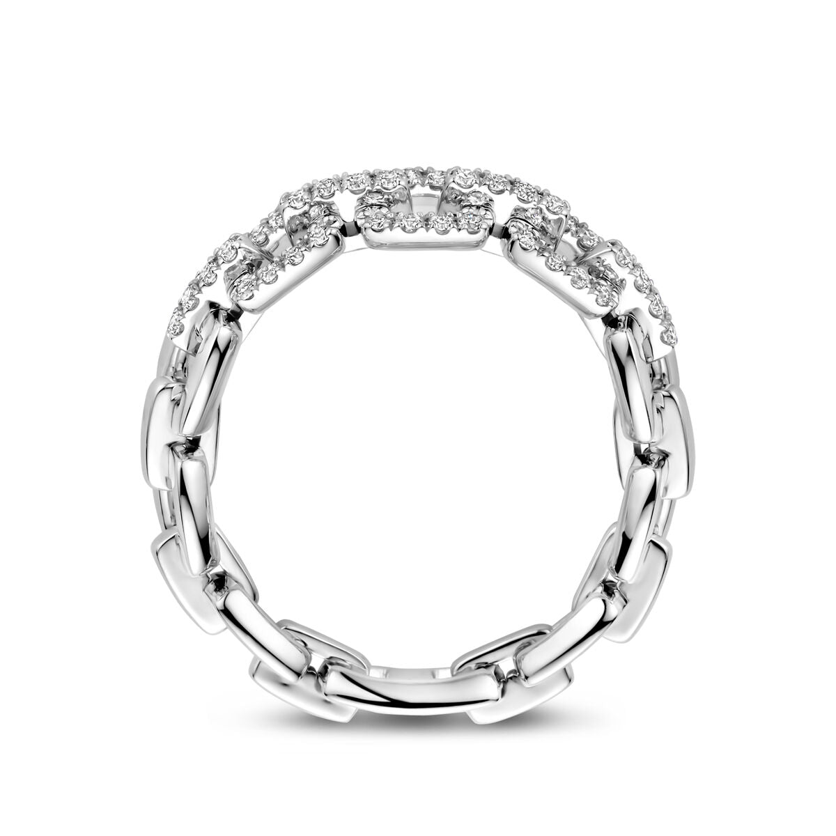 anello maglia flessibile e diamante 0.24ct si oro bianco 14K