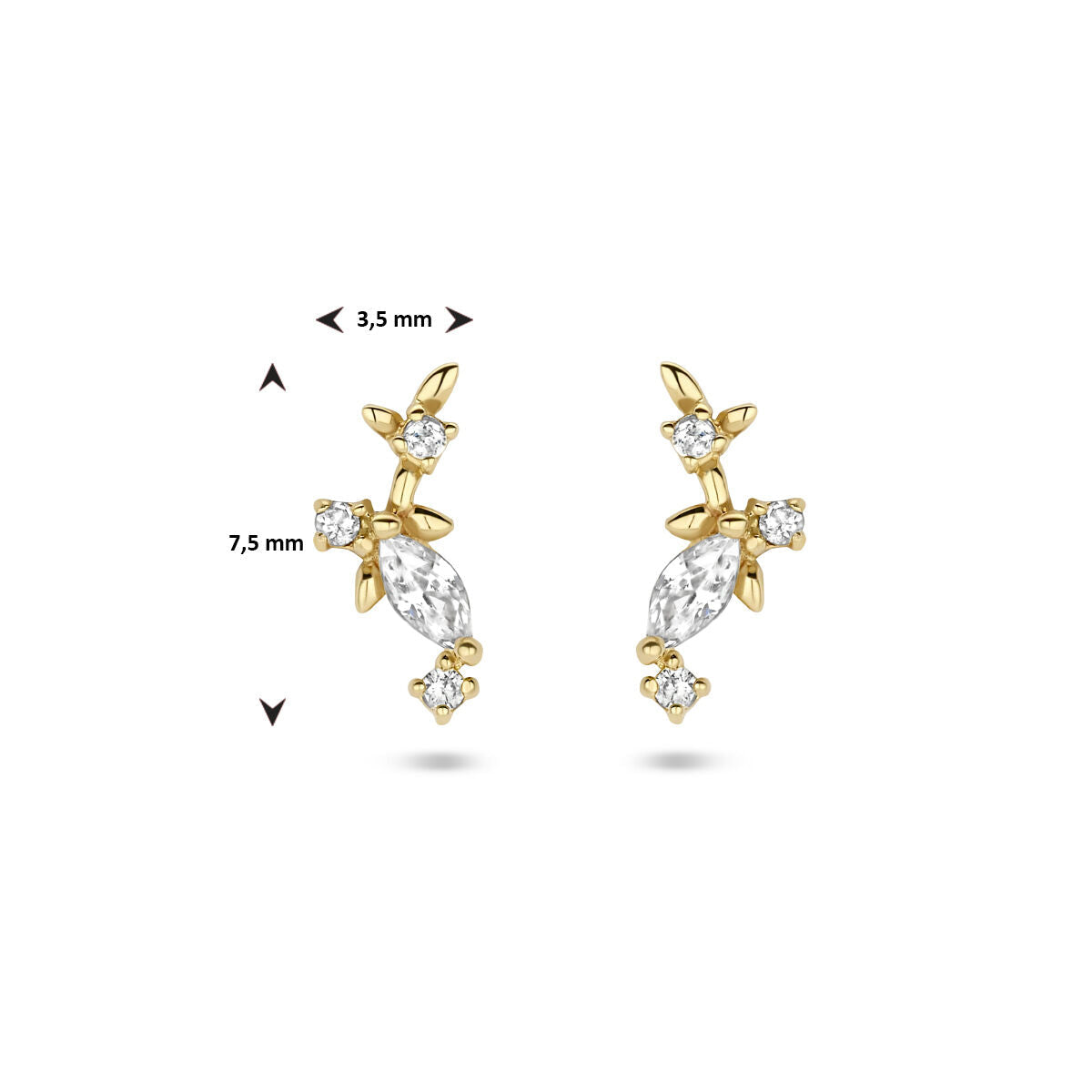 orecchini a bottone zircone oro giallo 14K