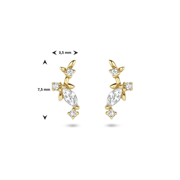 oorknoppen zirkonia 14K geelgoud