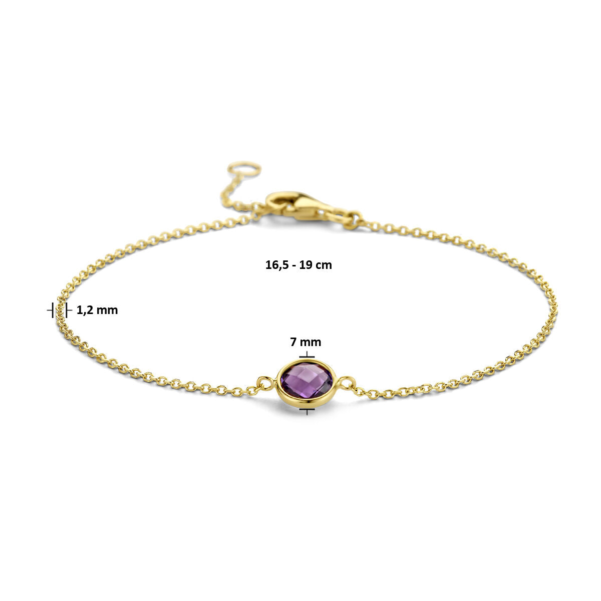 bracciale ametista 16,5 - 19 cm oro giallo 14K