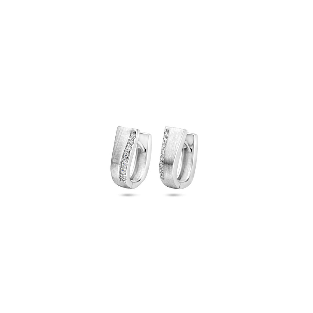 klapoorringen zirkonia 14 mm poli/mat zilver gerhodineerd