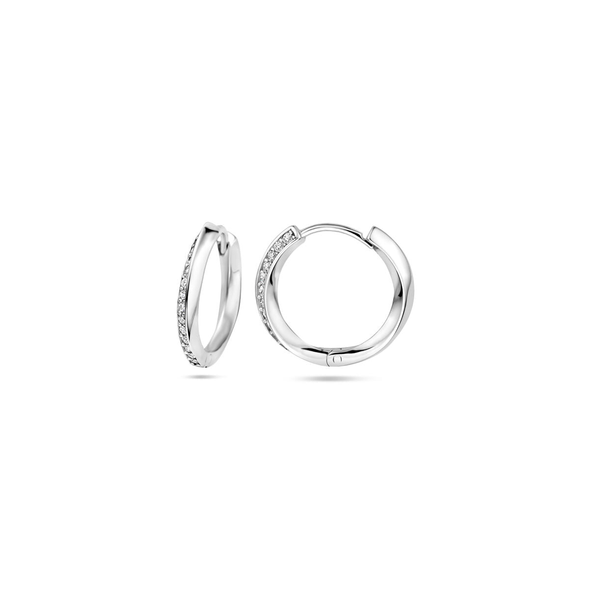 orecchini a cerchio zircone 16 mm argento rodiato