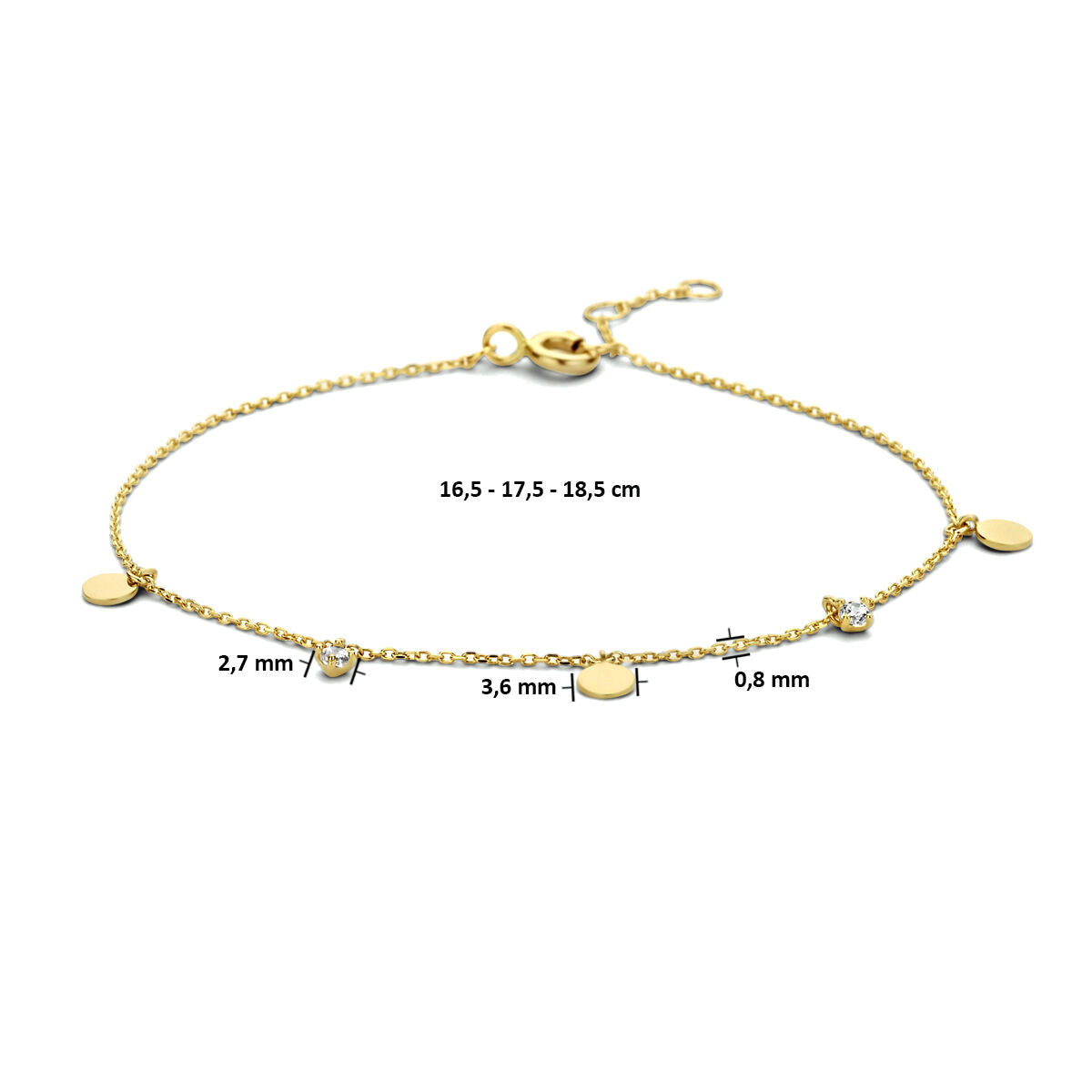 Bracciale da donna in oro 14K cerchietti zirconia
