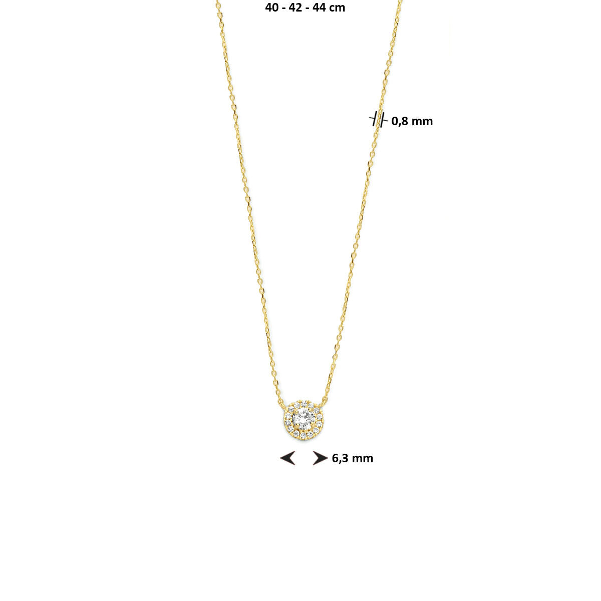 collana zirconia 40 - 42 - 44 cm halo 14K oro giallo