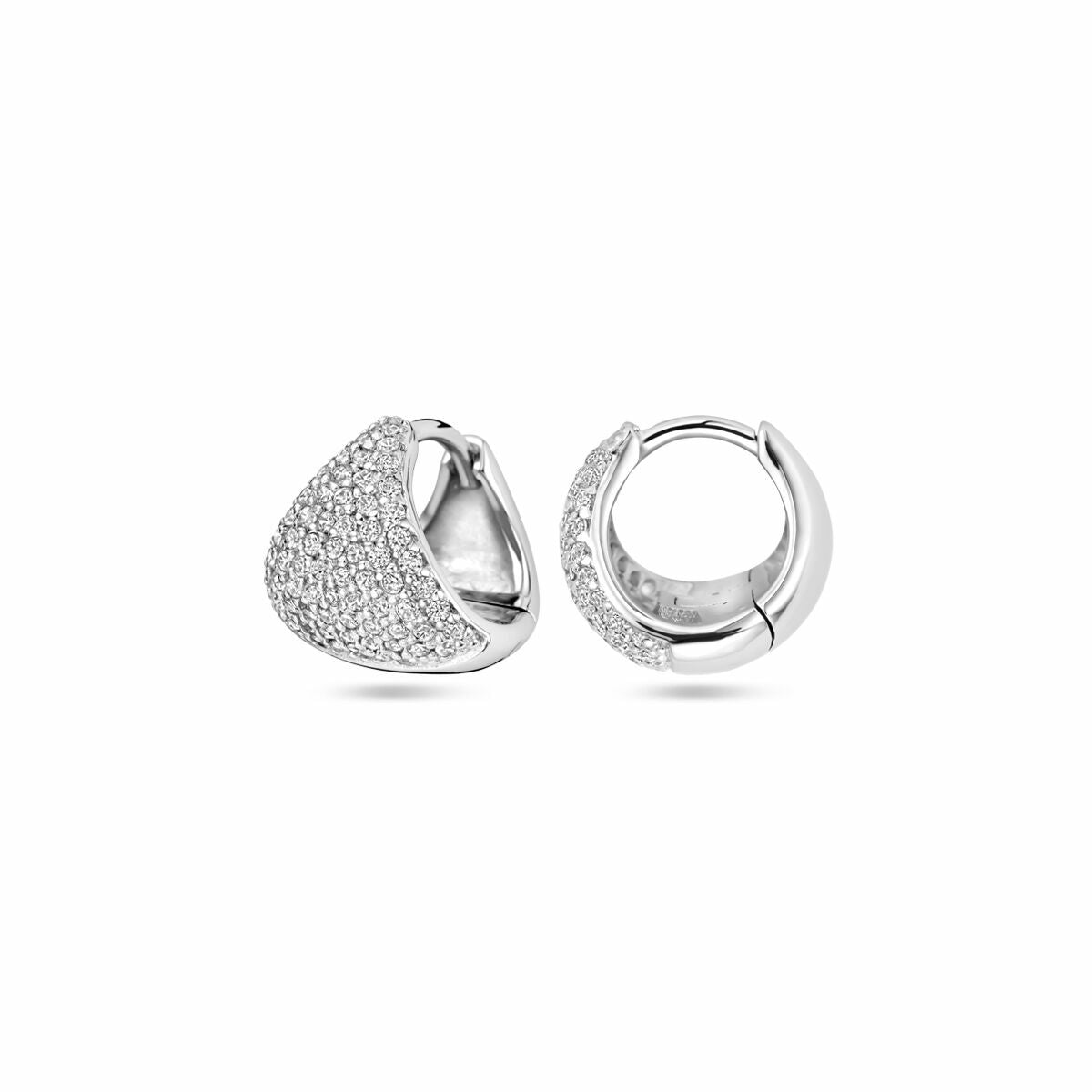 orecchini a cerchio zirconia 11 mm argento rodiato