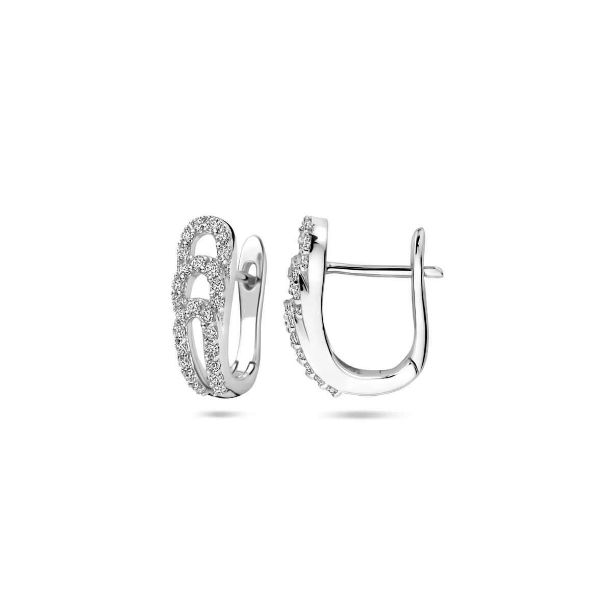 orecchini a cerniera zirconia 14 mm argento rodiato