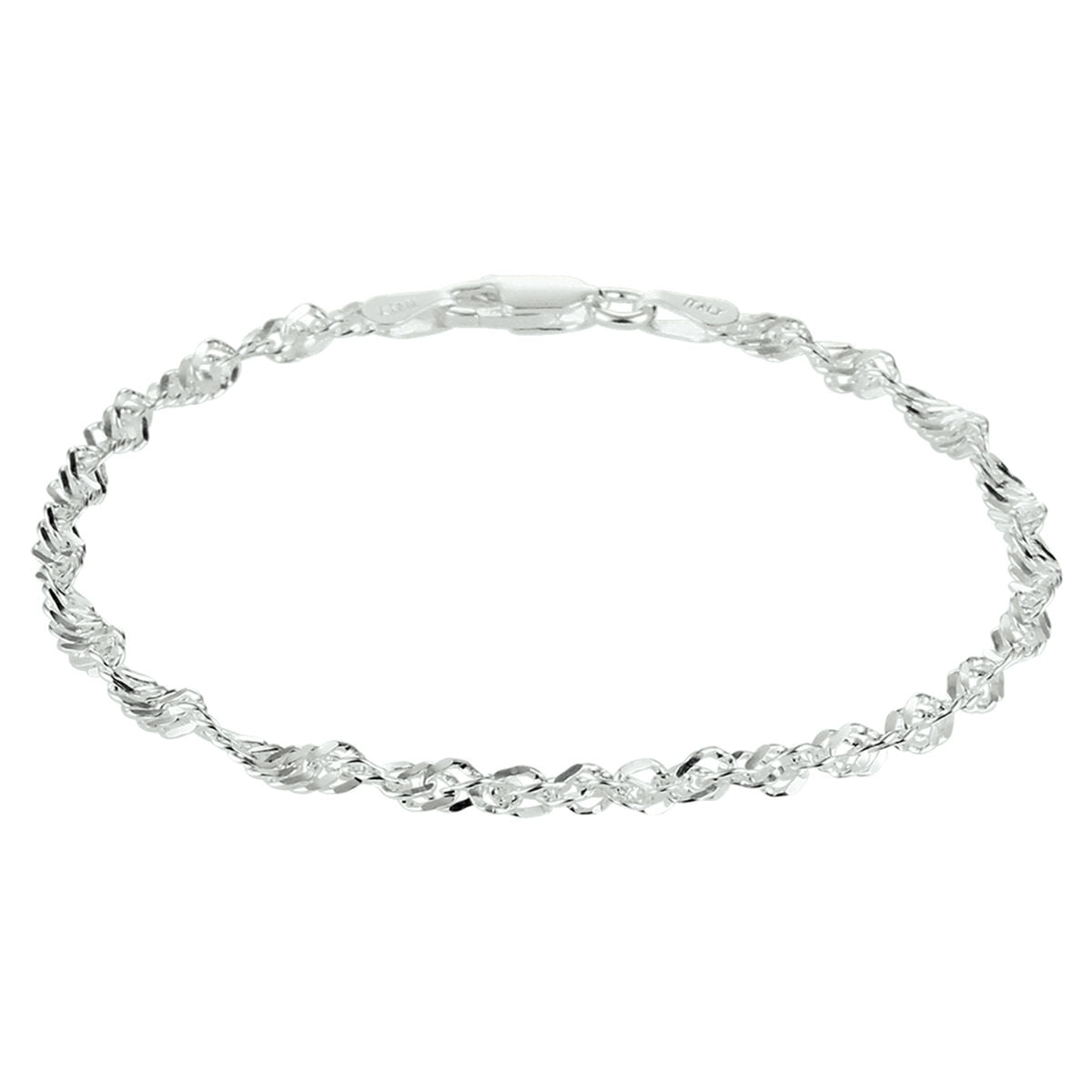 Bracciale in argento bianco di 2,75 mm con elementi a forma di ovale e sfaccettati.