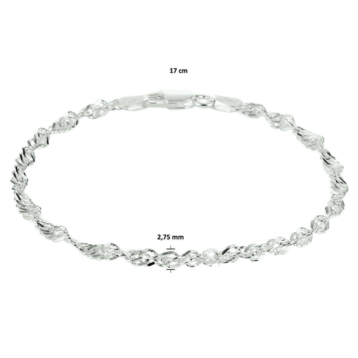 catena Singapore 2,75 mm argento bianco