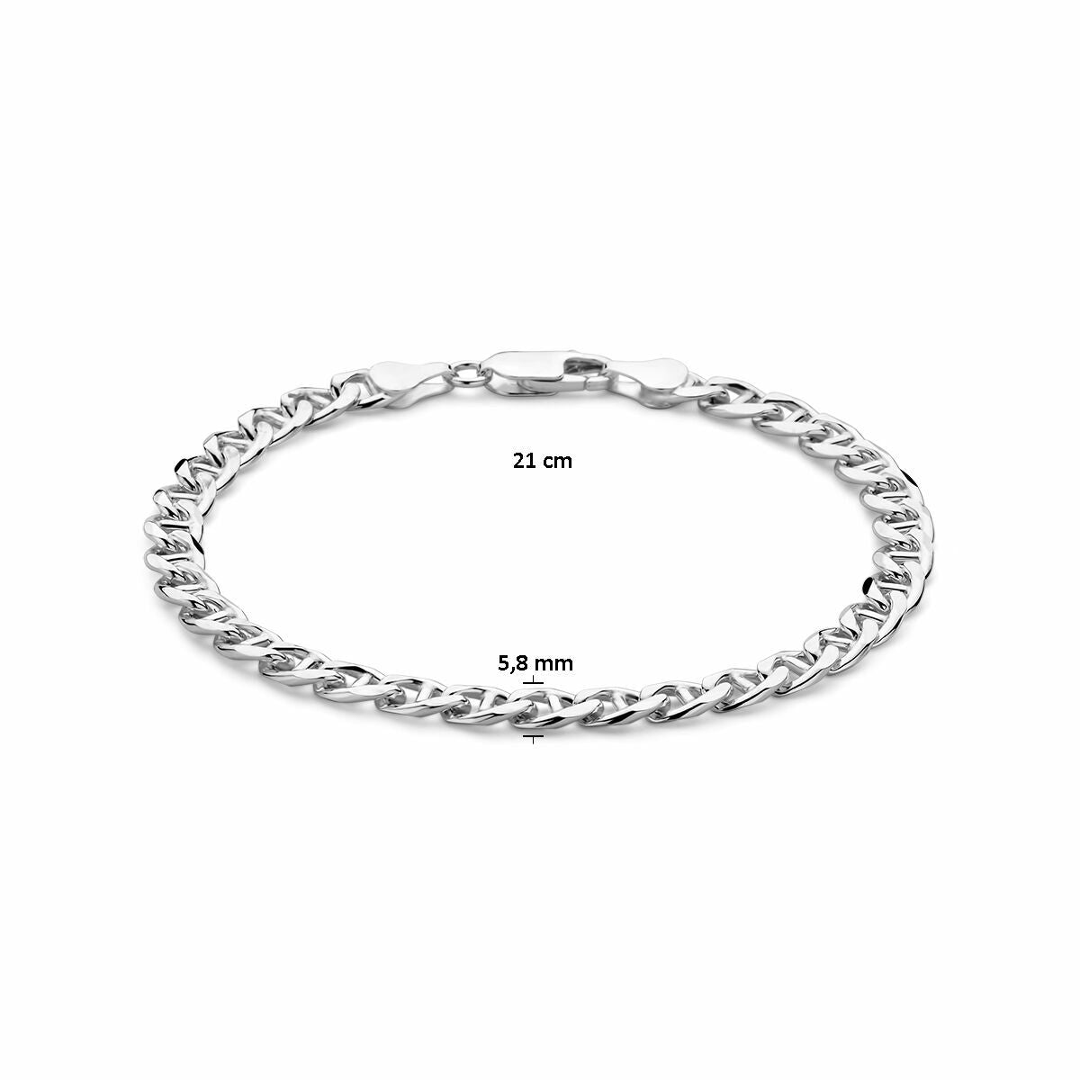 Bracciale ancora 5,8 mm 21 cm argento bianco