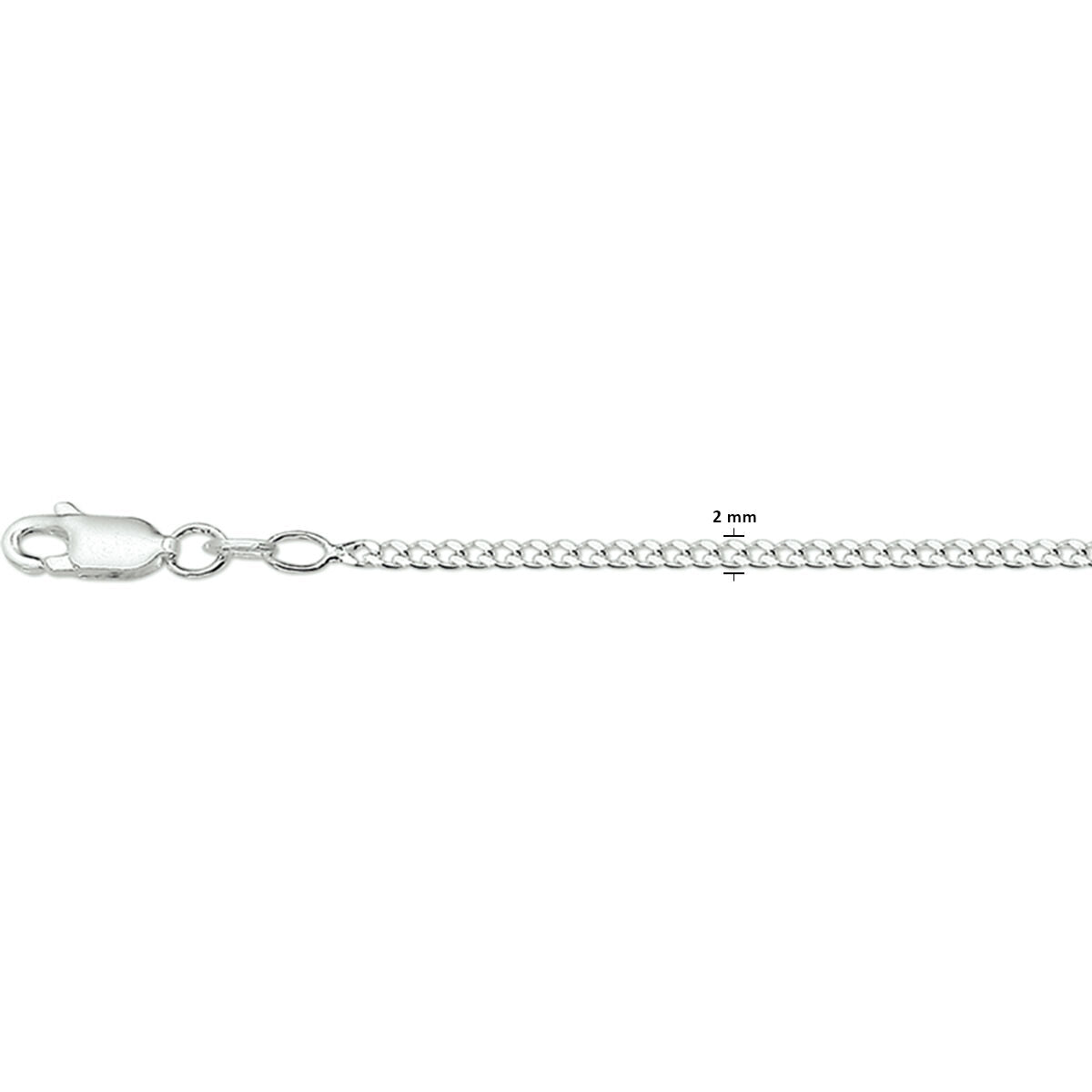 Collana bizantina in argento bianco, 2 mm, con finitura lucida e chiusura a moschettone.