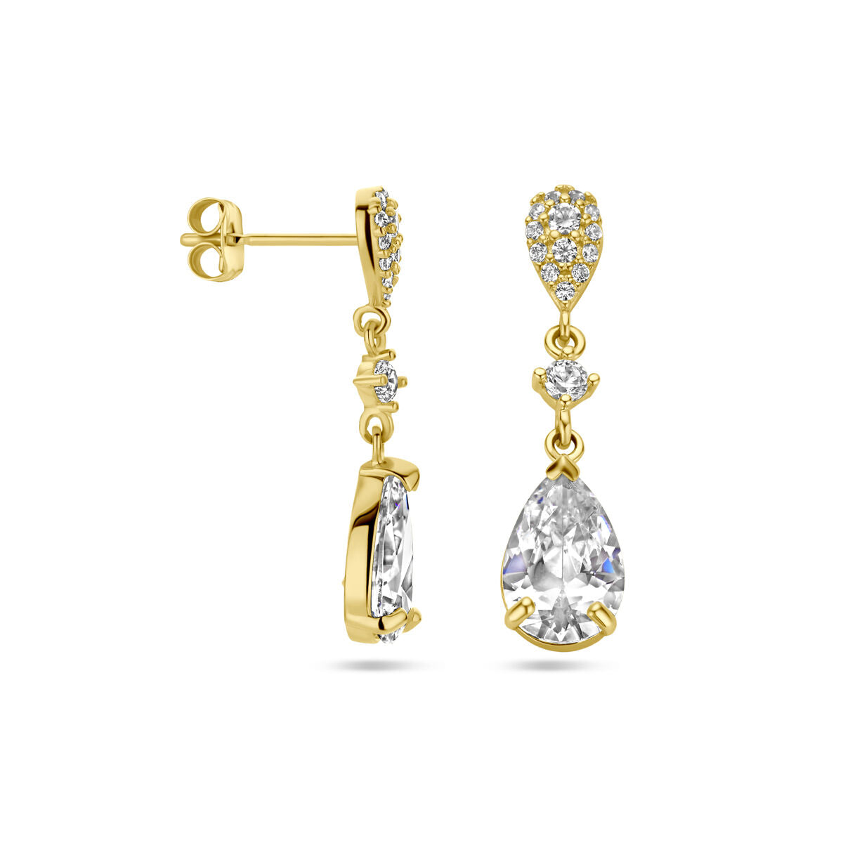 orecchini pendenti con zircone in oro giallo 14K