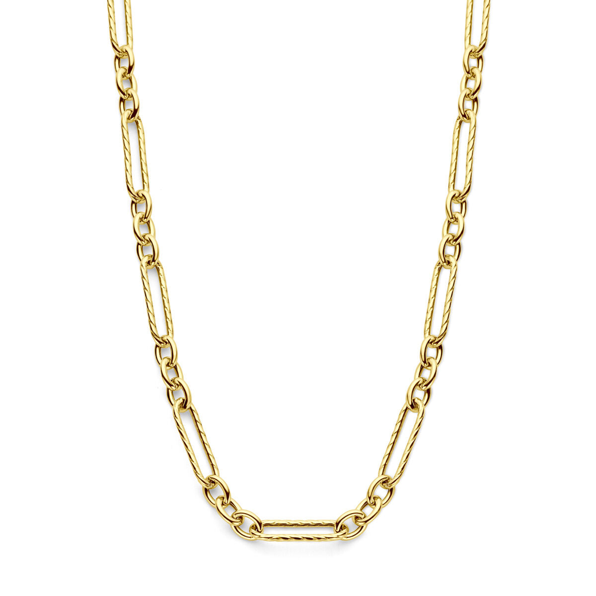 Collana bizantina in argento placcato oro giallo, larghezza 7,5 mm, lunghezza 43 + 5 cm.