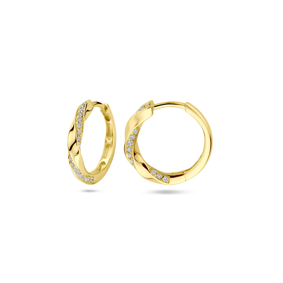 Orecchini a cerchio diamante 0.20ct (2x 0.10ct) h si 15 mm oro giallo 14K