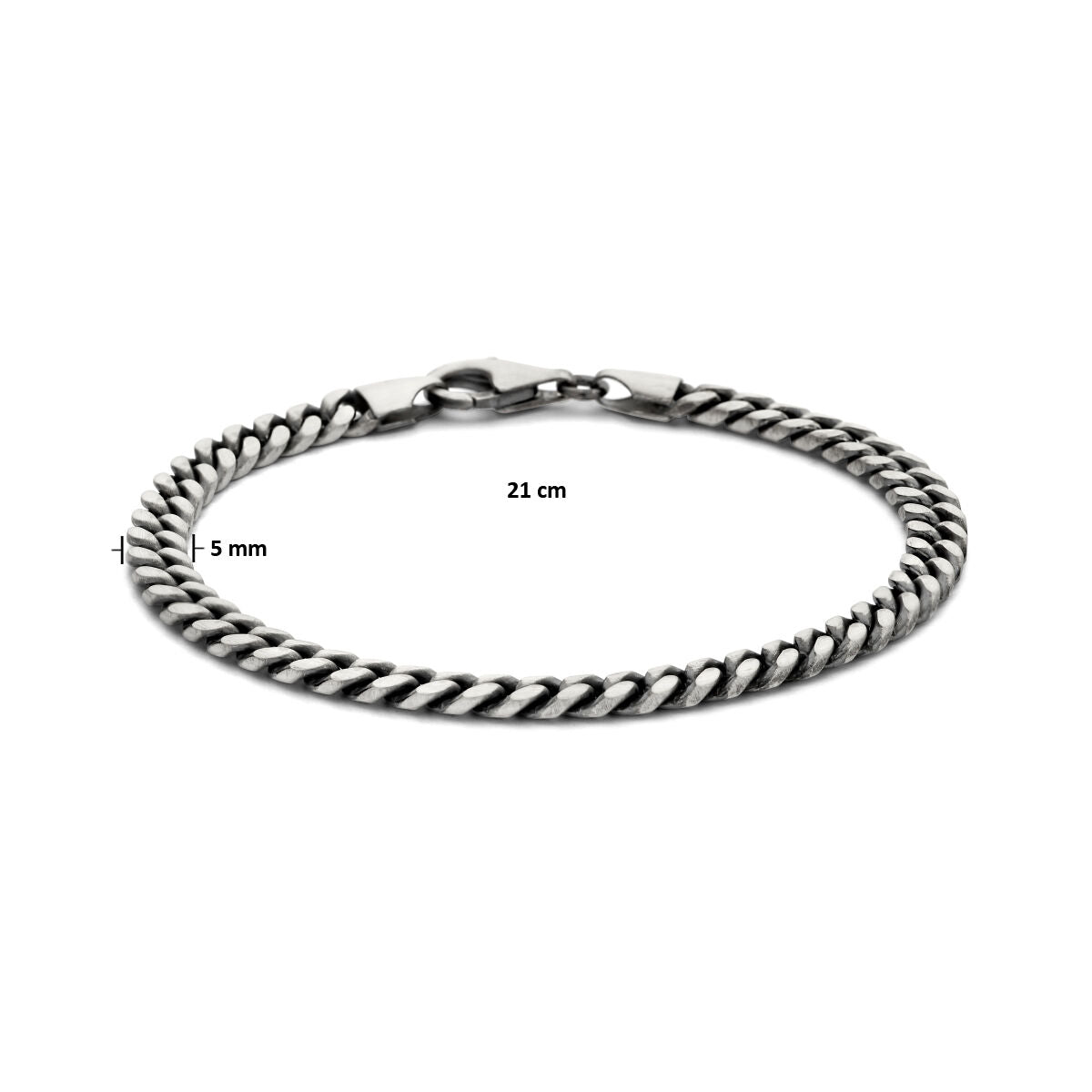 gourmette a 6 lati sfaccettata oxi 5,0 mm argento ossidato