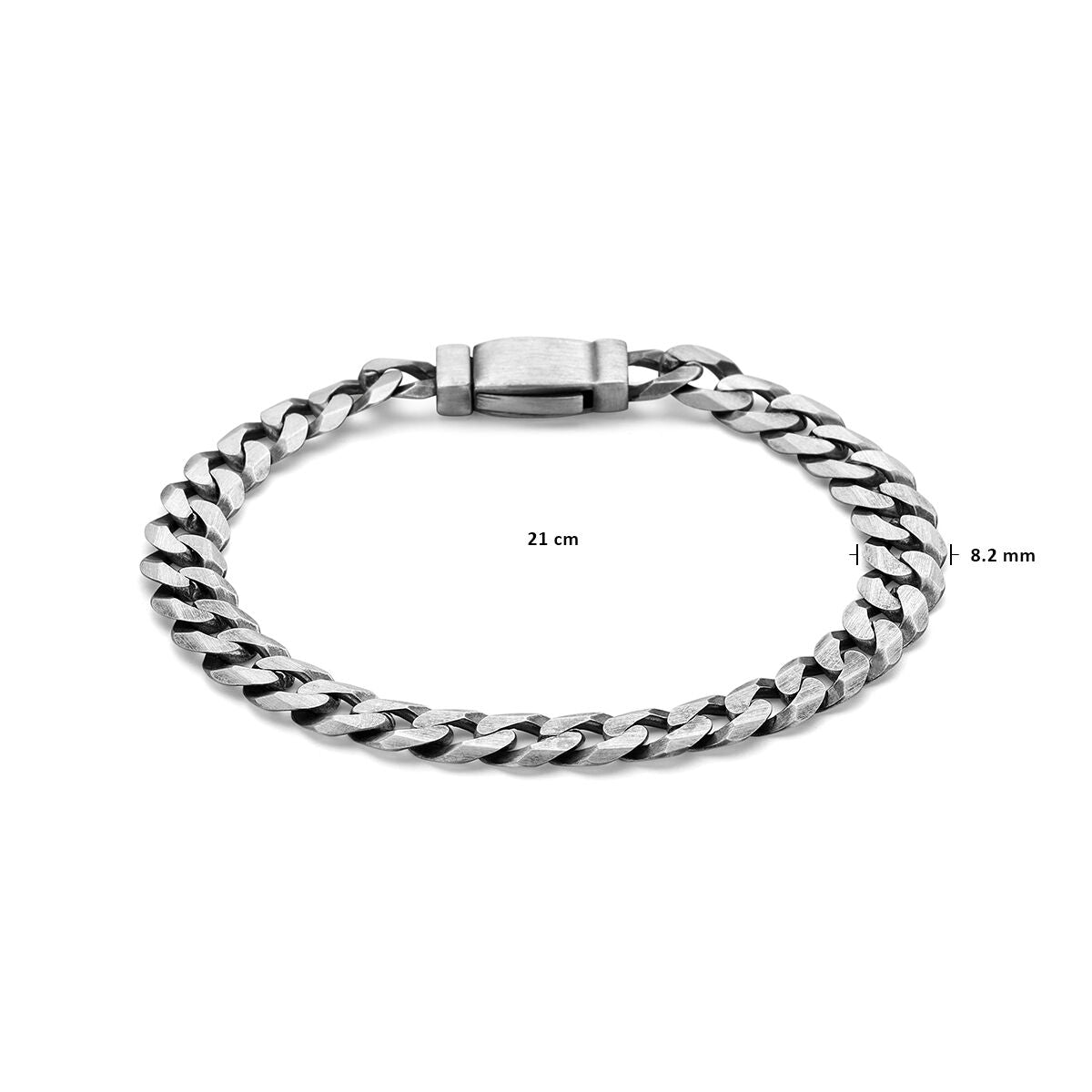 bracciale gourmette a 8 lati sfaccettato 8,2 mm argento ossidato