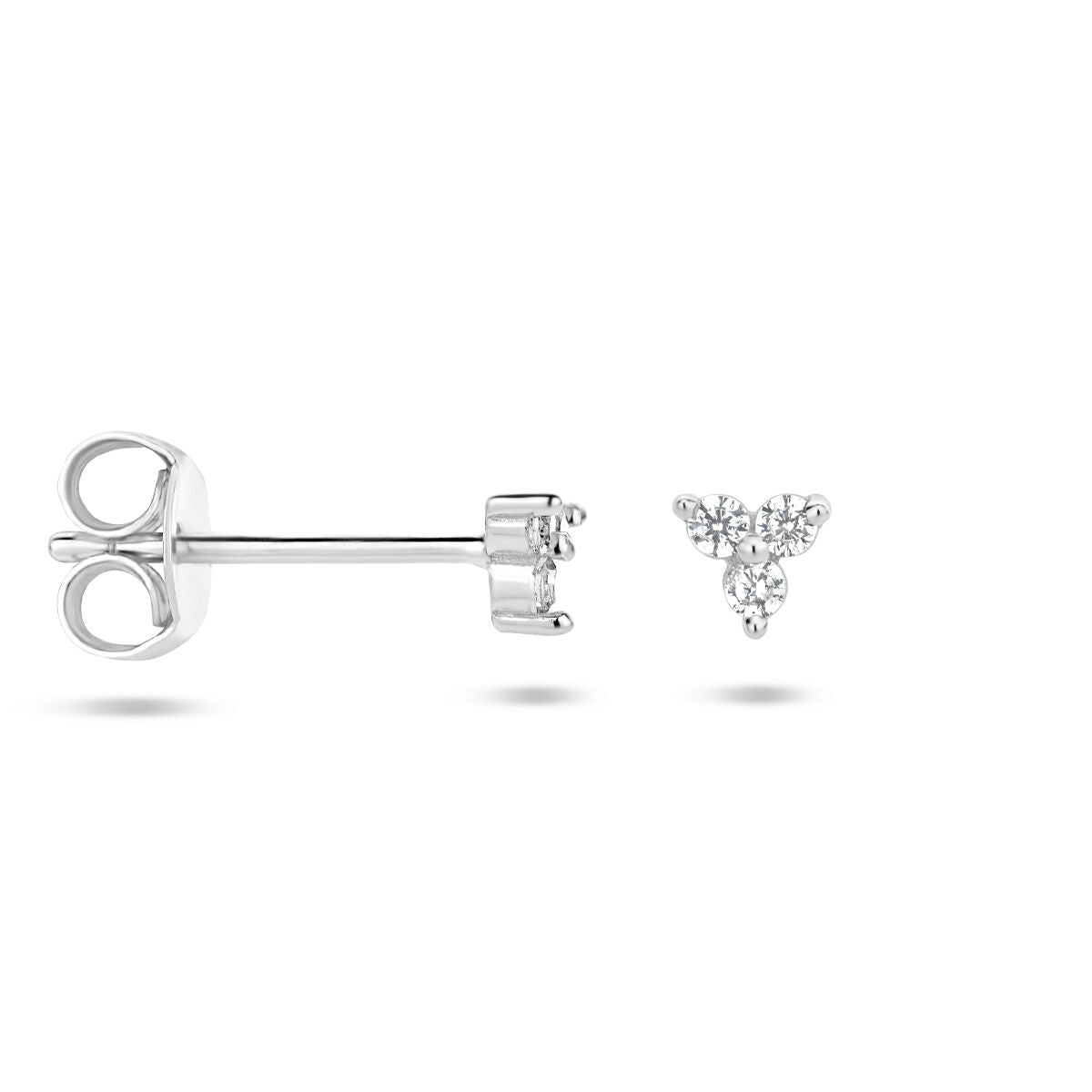 Orecchini a bottone zircone argento rodiato
