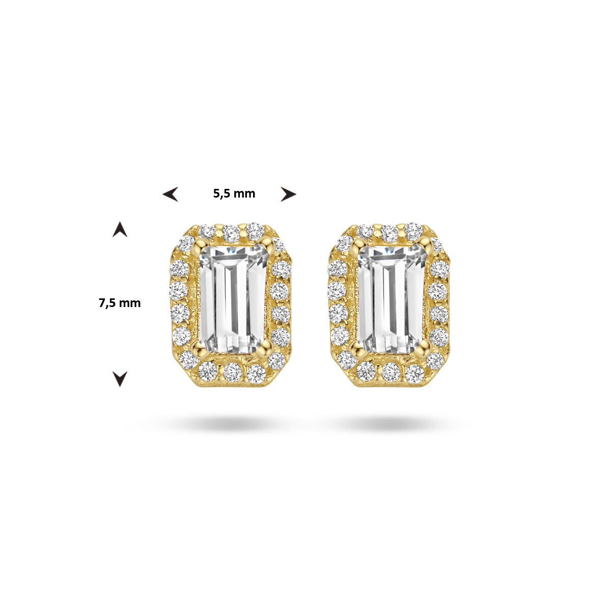orecchini a bottone zirconia halo oro giallo 14K