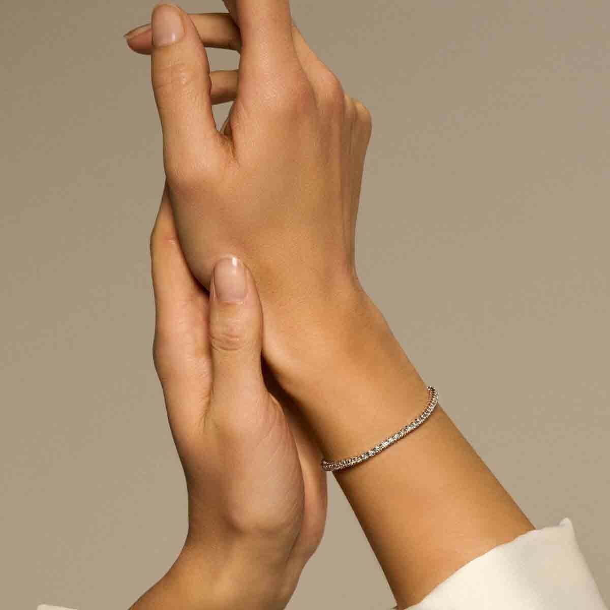bracciale tennis diamante 1.00ct h si 2,0 mm 17,5 cm 14K oro giallo