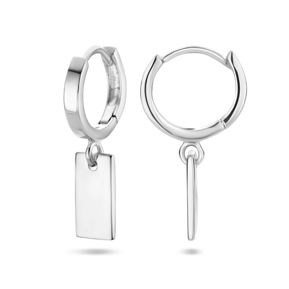 orecchini a clip ciondolo rettangolo argento rodiato