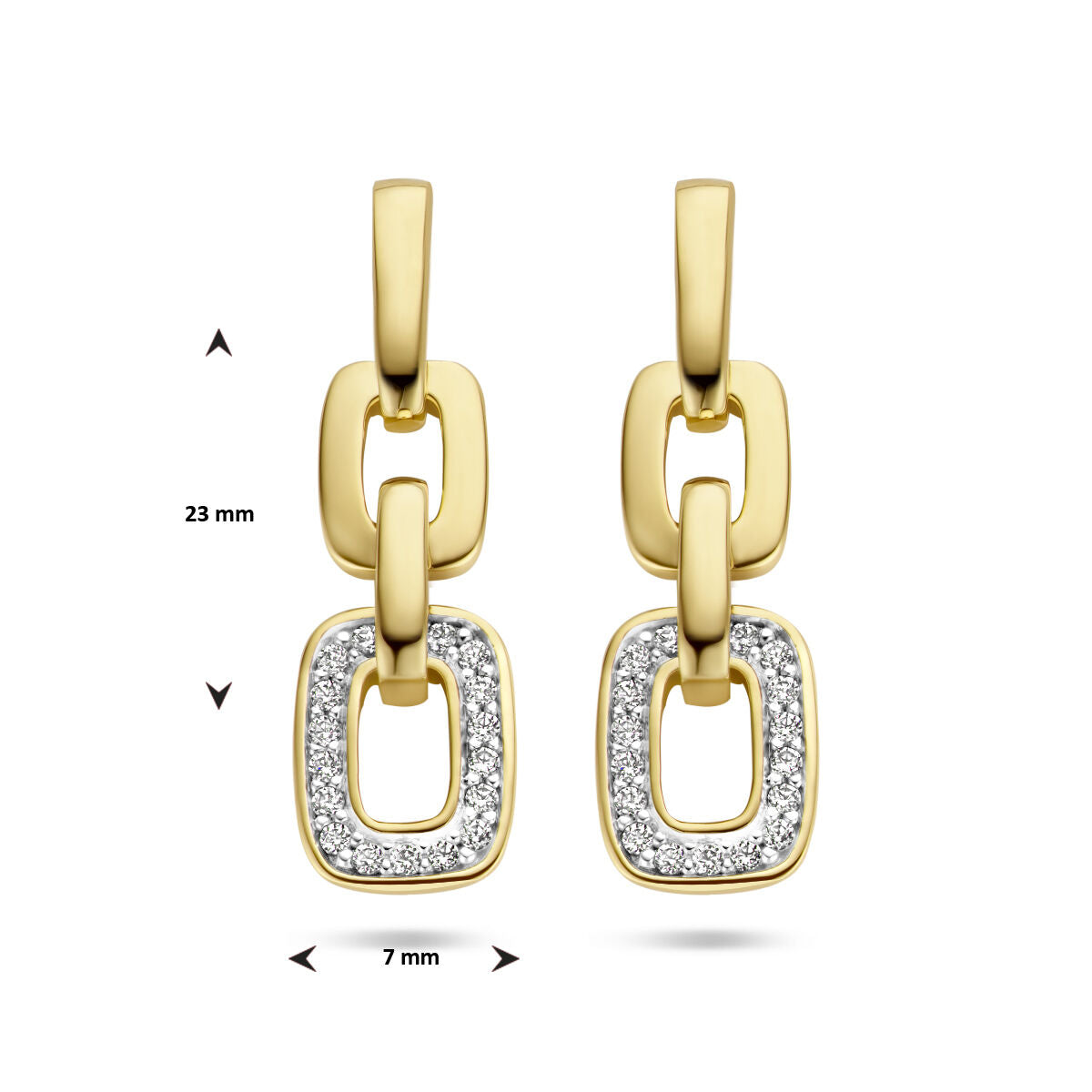 orecchini pendenti maglia diamante 0.13ct (2x 0.065ct) h si 14K oro giallo