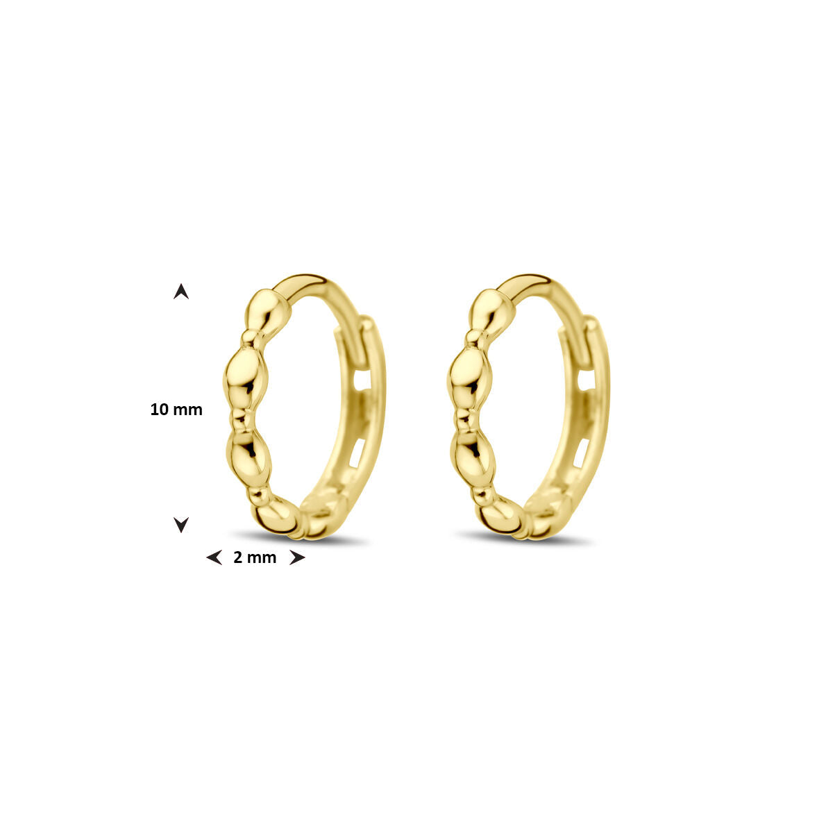 orecchini a scatto 10 mm 14K oro giallo