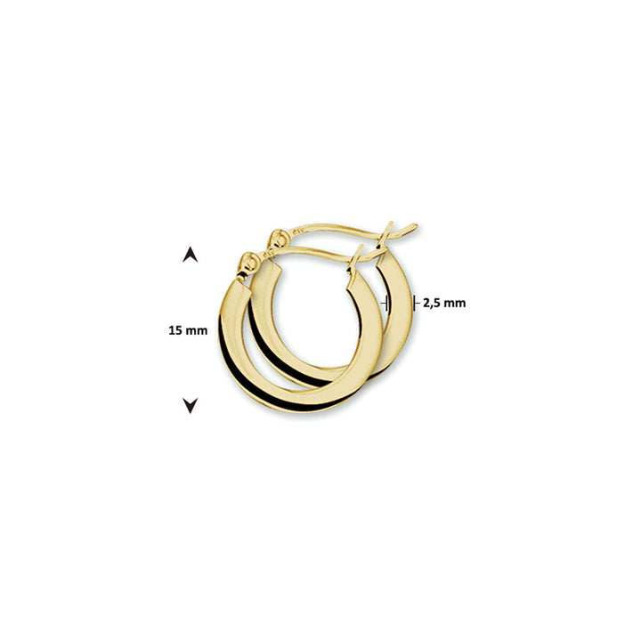 orecchini a cerchio tubo quadrato oro giallo 14K 2.5mm