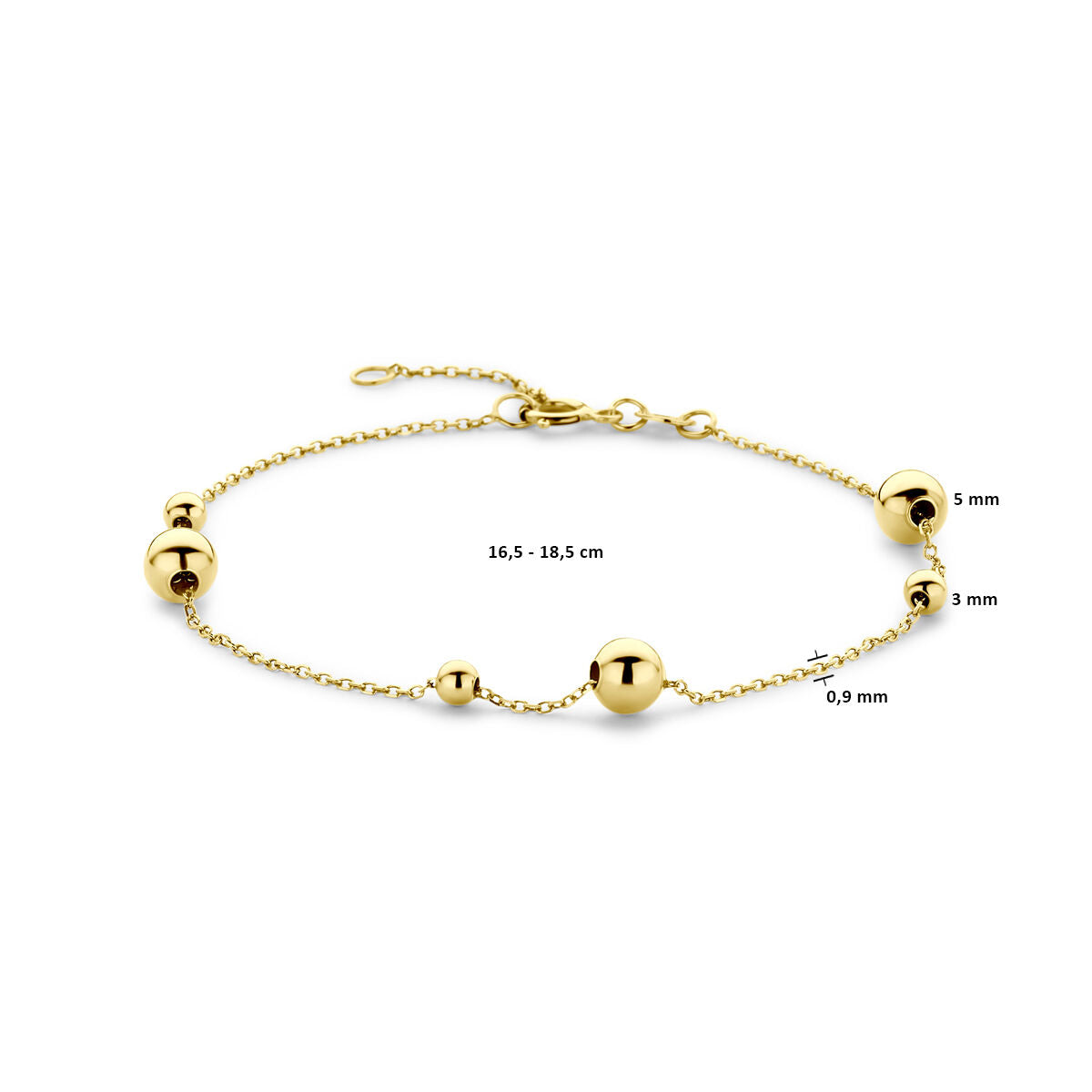 bracciale palline 16,5 - 18,5 cm 14K oro giallo