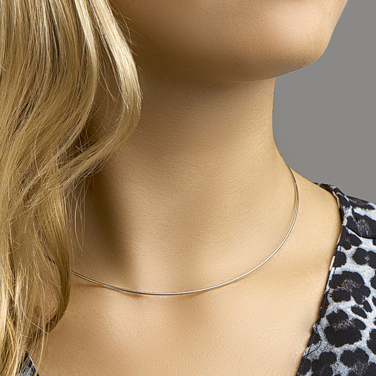 collana omega rotonda 1,4 mm argento rodiato