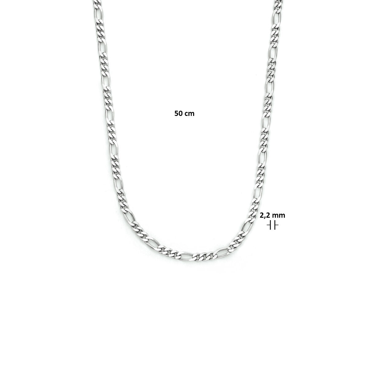collana figaro 2,2 mm argento rodiato