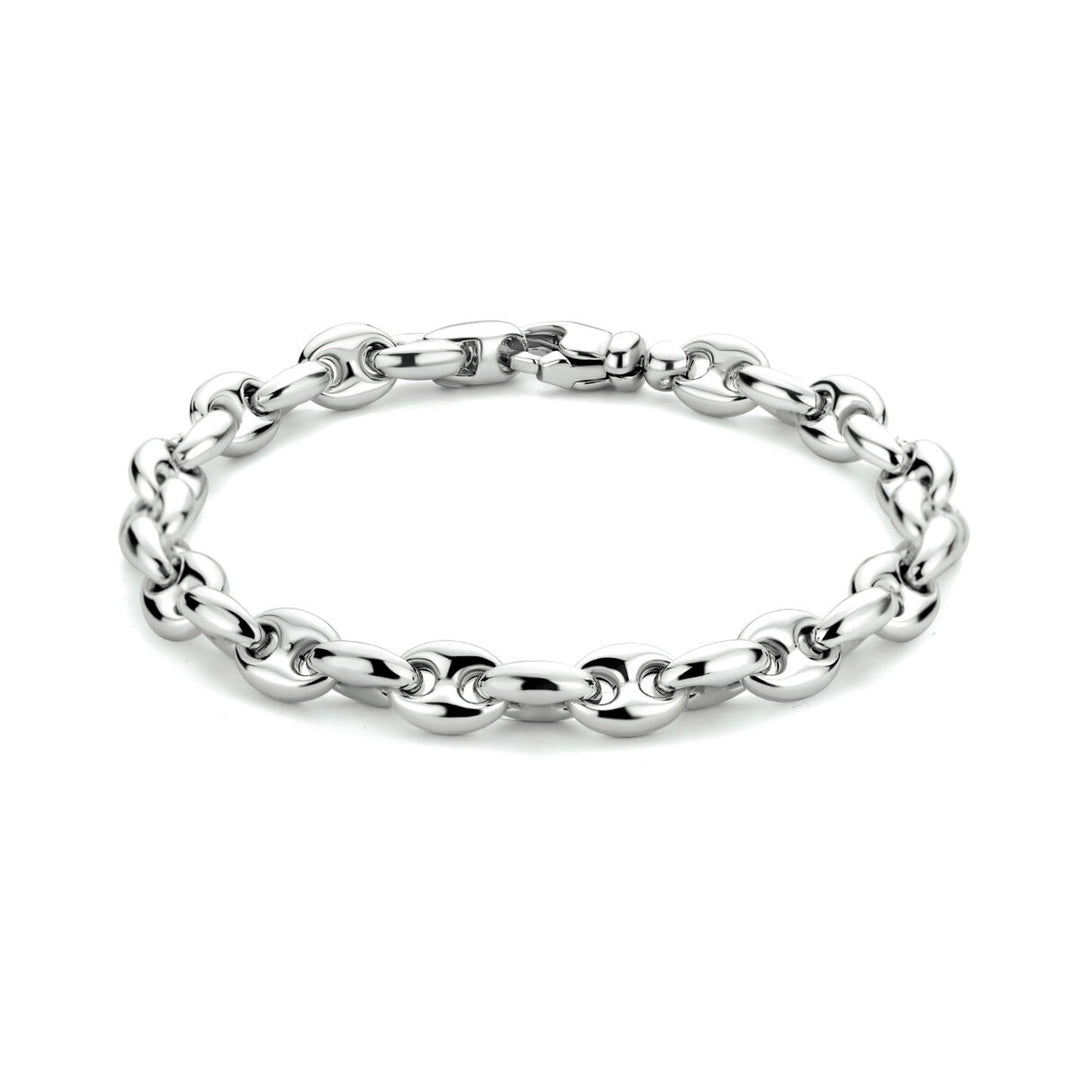 armband koffieboon 7,4 mm 20 cm zilver gerhodineerd