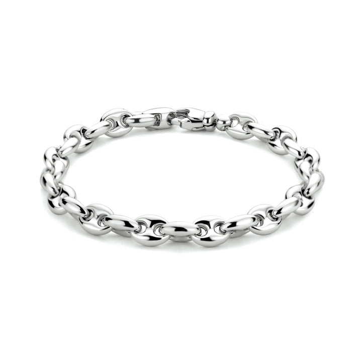 armband koffieboon 7,4 mm 20 cm zilver gerhodineerd