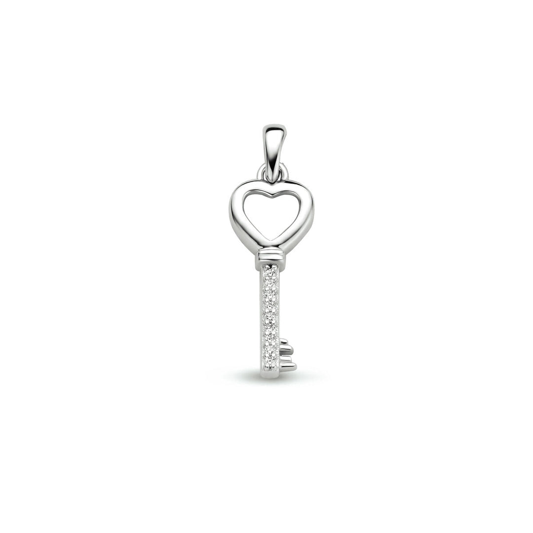 hanger sleutel zirkonia zilver gerhodineerd