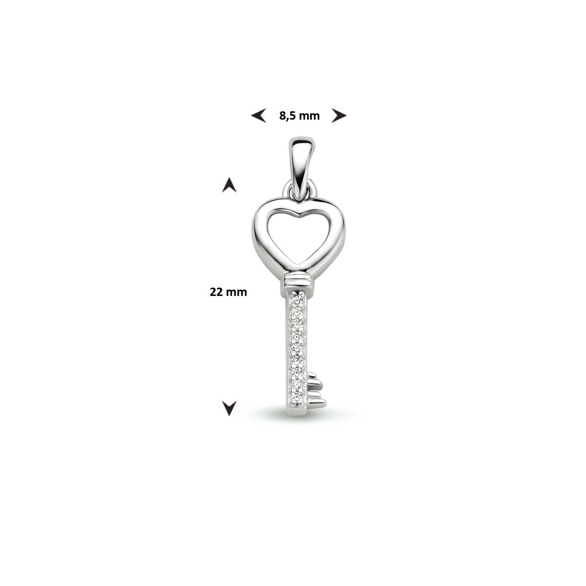 ciondolo chiave zircone argento rodiato
