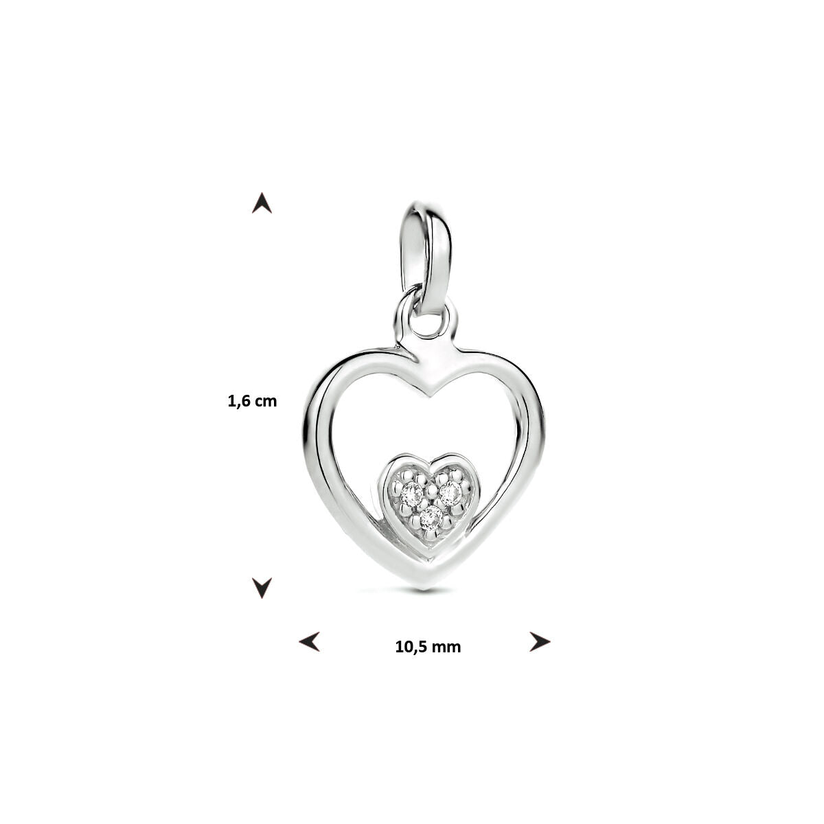 ciondolo cuore zircone argento rodiato