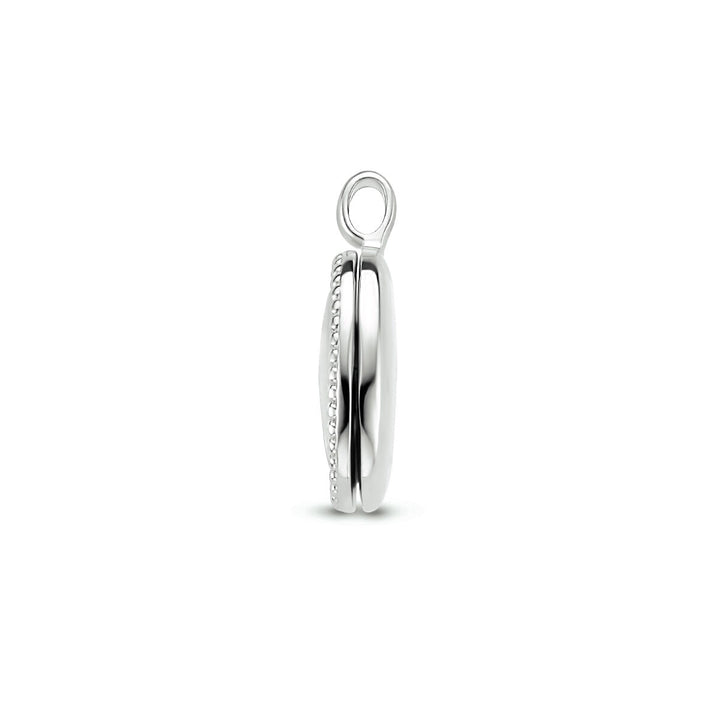 medaillon ovaal bolletjes zilver gerhodineerd
