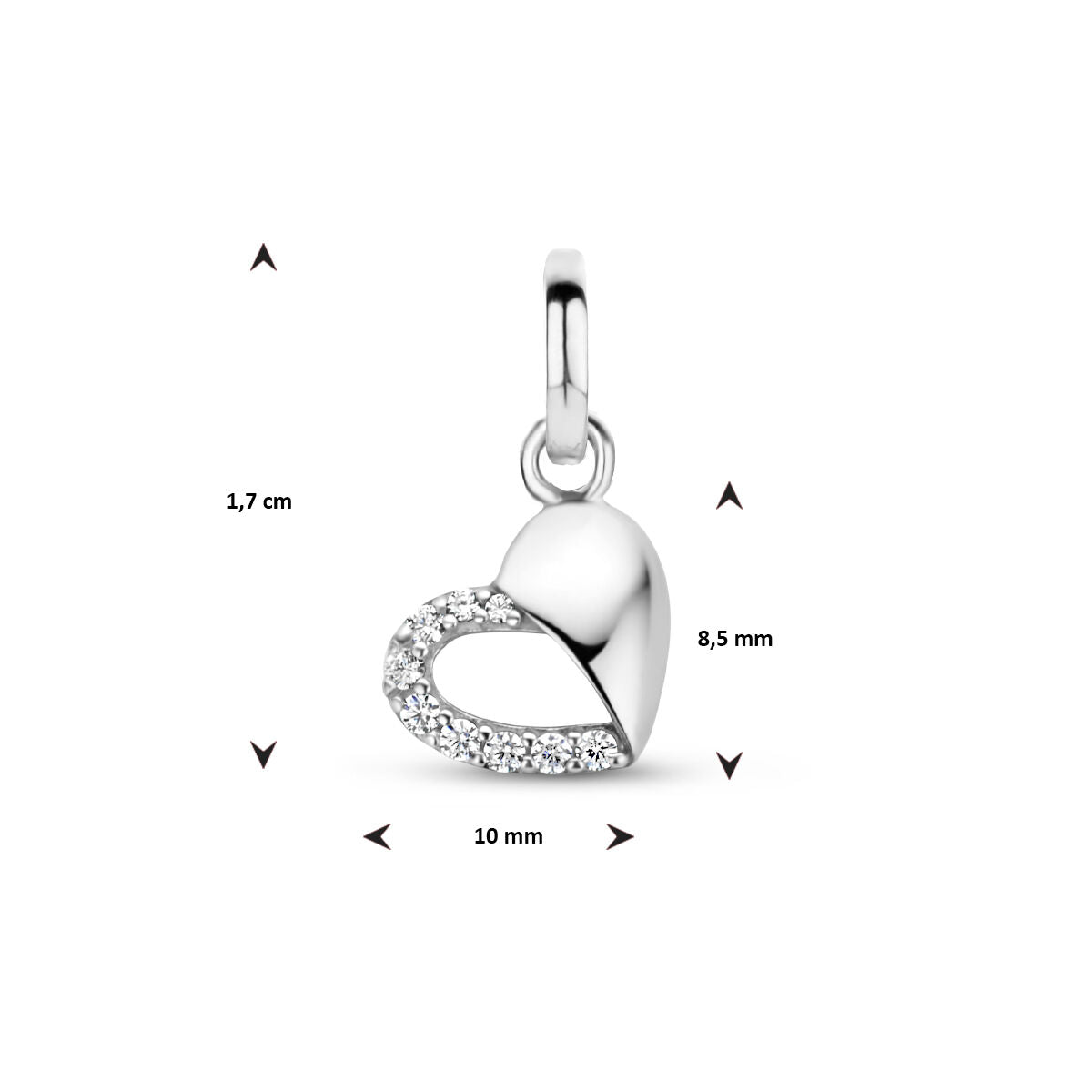 ciondolo cuore zirconia argento rodiato