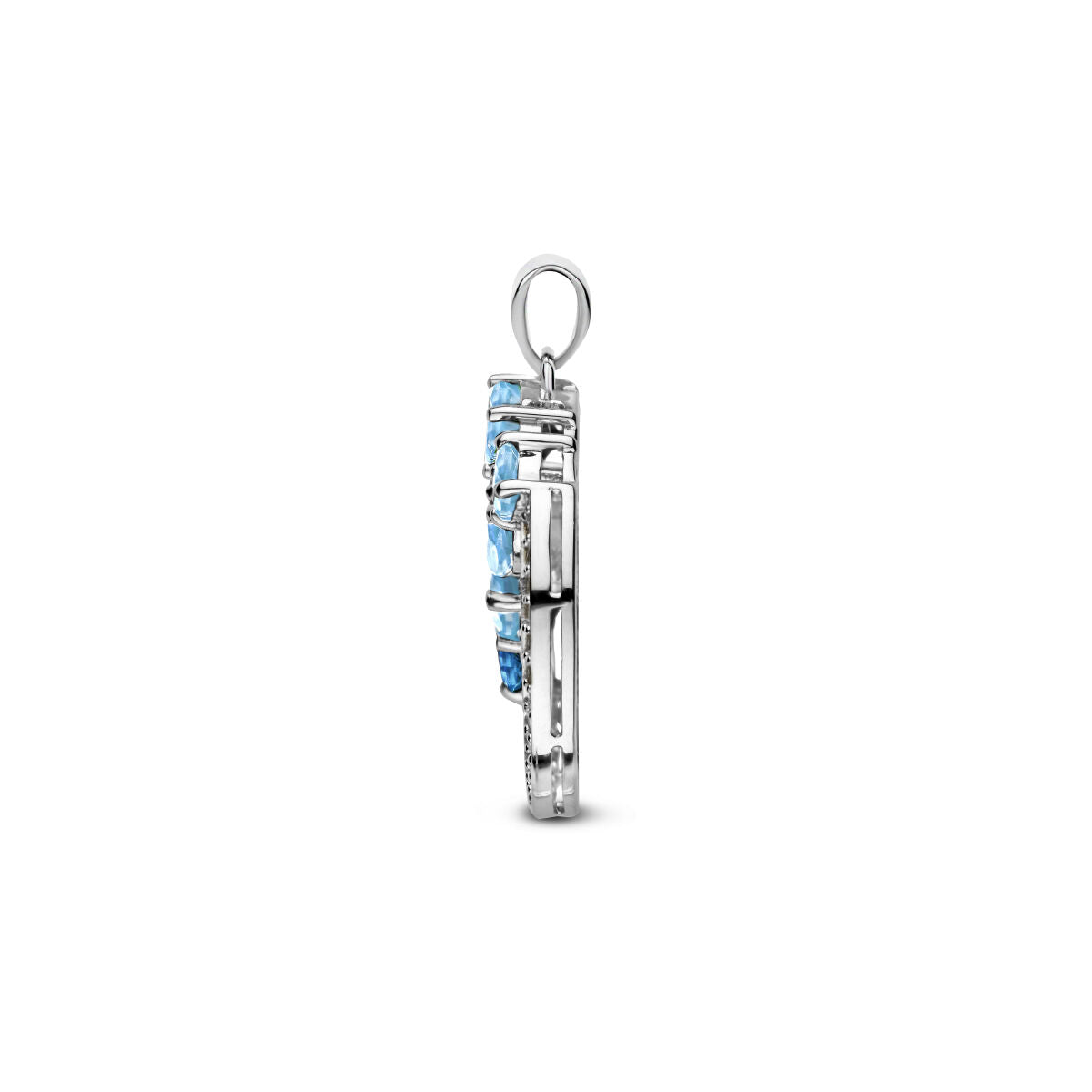 ciondolo cerchietto topazio blu e zircone argento rodiato