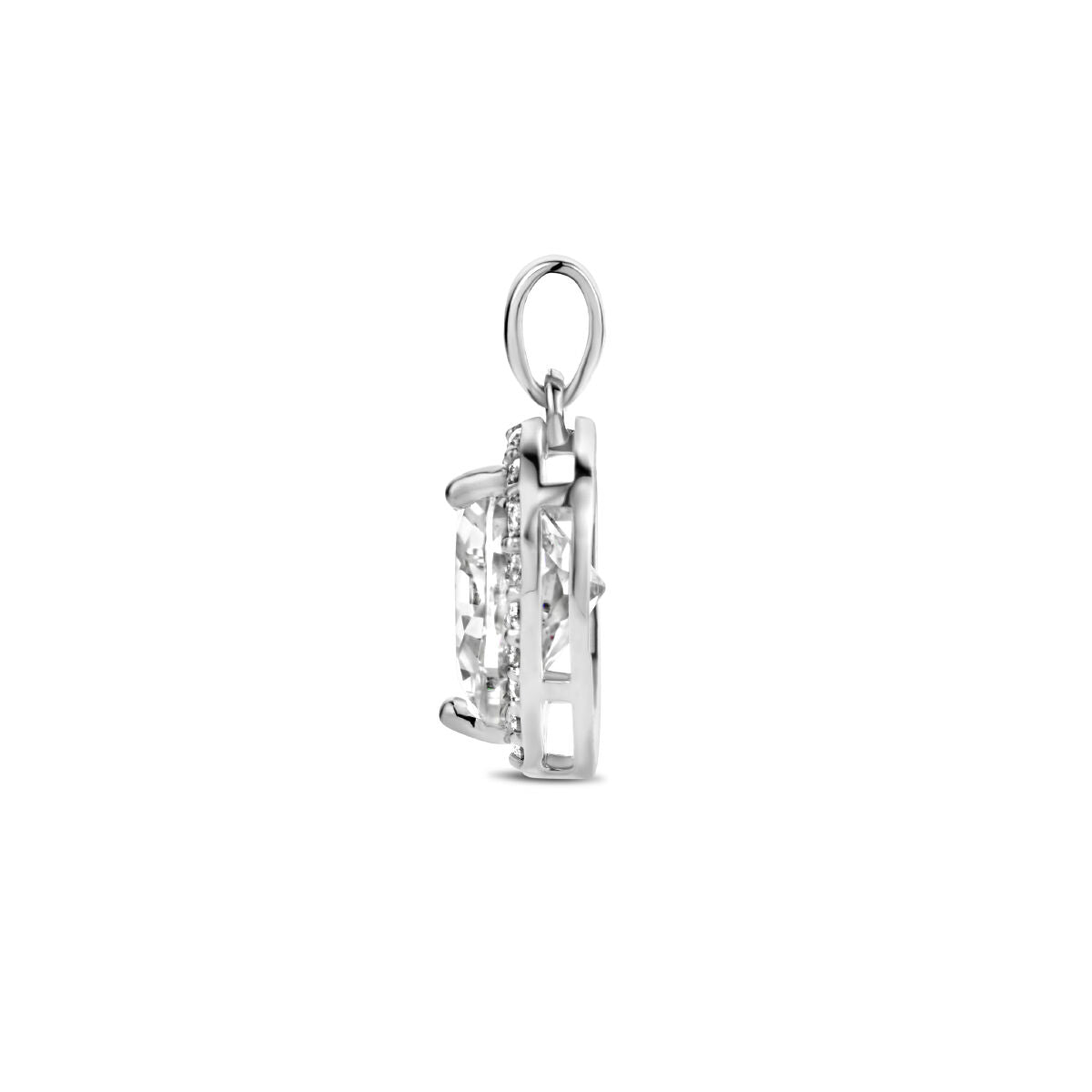 ciondolo cuore zircone halo argento rodiato