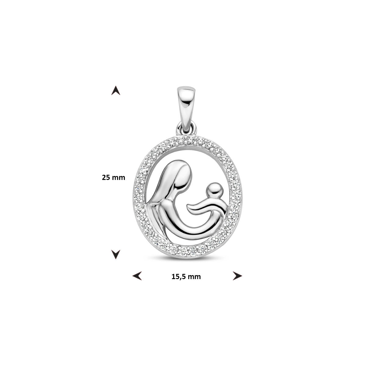 ciondolo madre e bambino zirconia argento rodiato