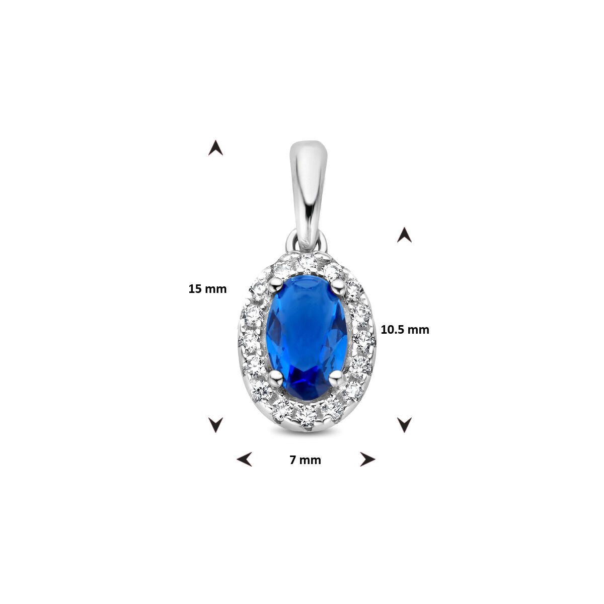 ciondolo zirconia zaffiro halo argento rodiato