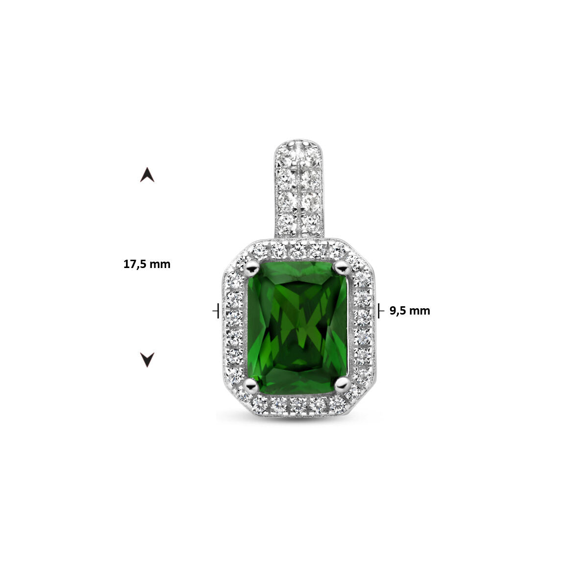 ciondolo zircone verde e bianco halo argento rodiato