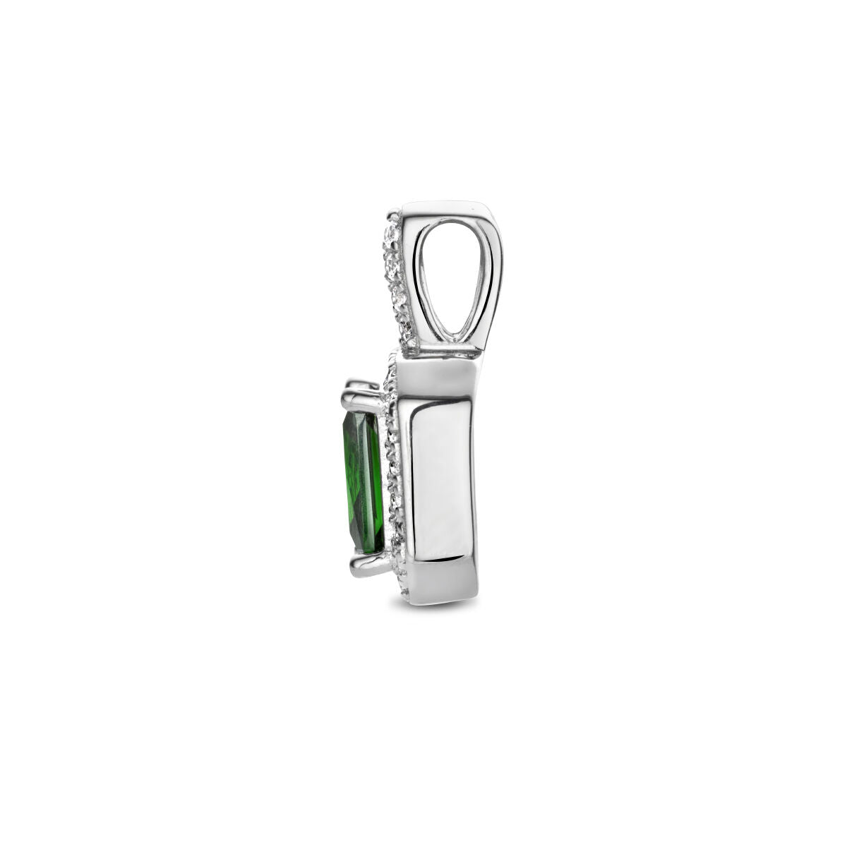 ciondolo zircone verde e bianco halo argento rodiato